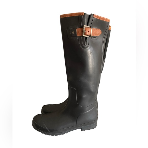 Sperry Top Sider Walker Haze Tall Rubber Rain Riding Boots Black and Brown 8 - Picture 6 of 11